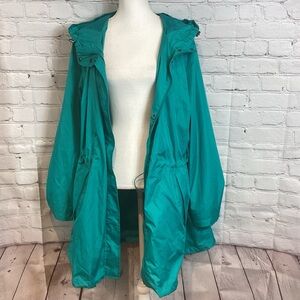 WOMEN WITHIN WINDBREAKER ANORAK PACKABLE LIGHTWEIGHT HOOD TEAL NWOT SZ 28W